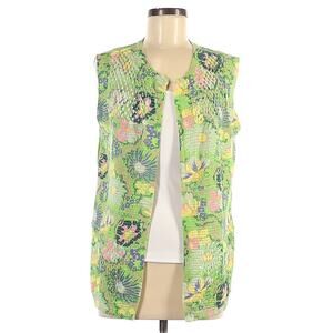 Gregory Anthropologie Women's Pattern Floral Cardigan Medium Cotton Green Multi